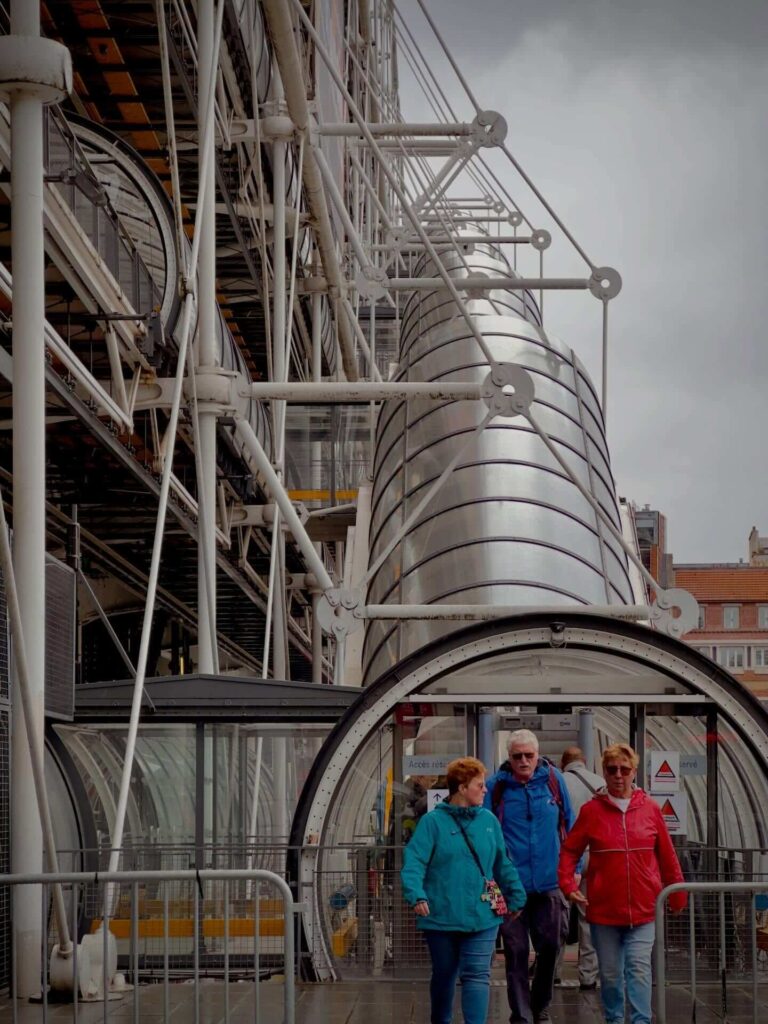 Transparent exterior escalator at Centre Pompidou in Paris