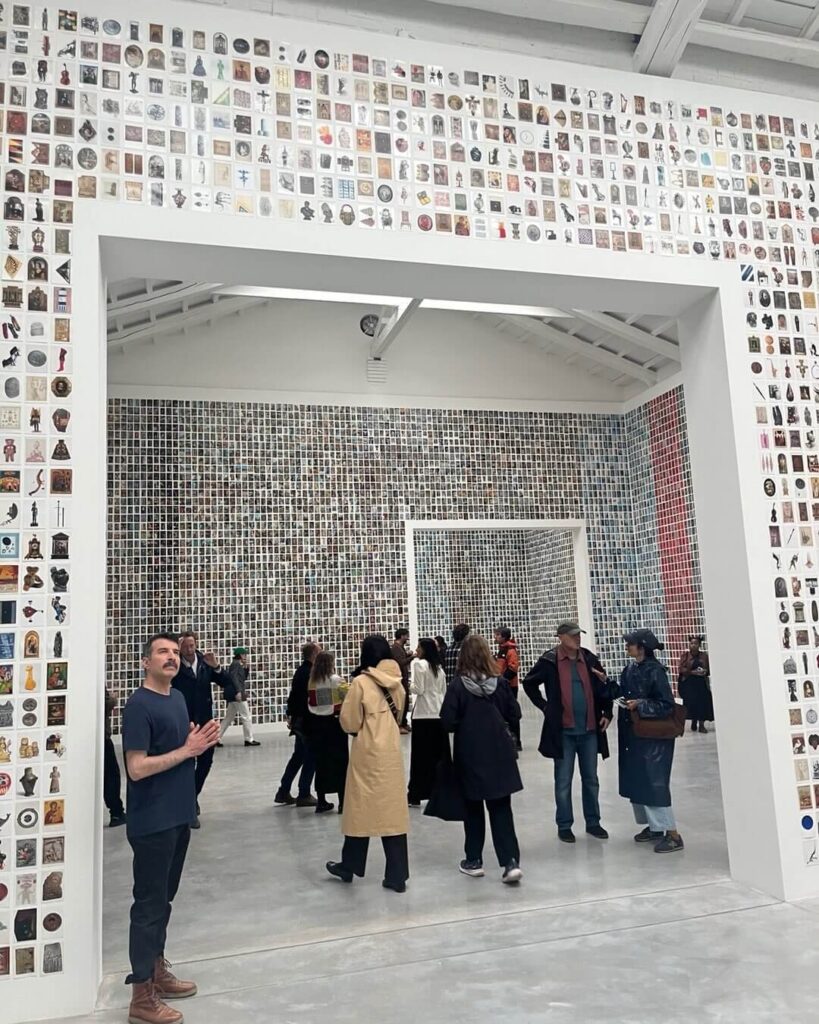 Modern art gallery inside Centre Pompidou with large contemporary artworks and open exhibition space
