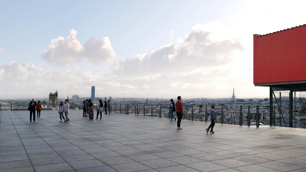 Panoramic rooftop view of Paris from Centre Pompidou