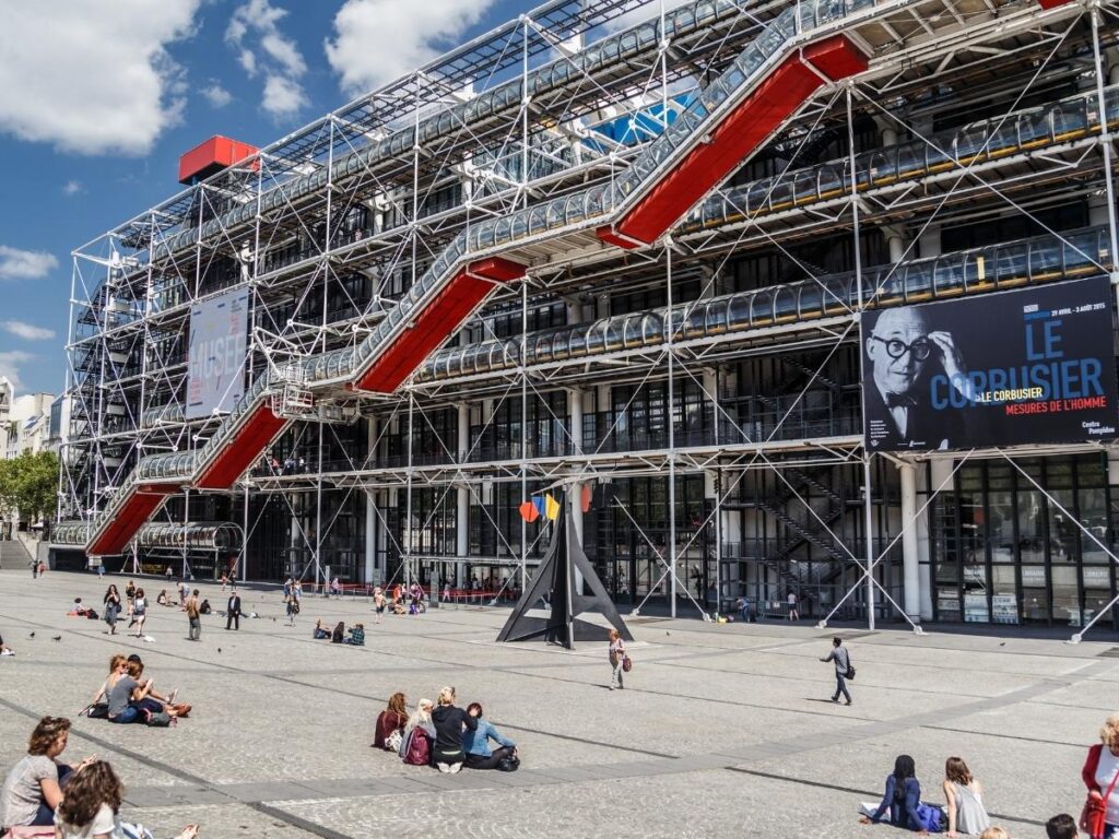 Visitors near the ticket entrance at Centre Pompidou museum