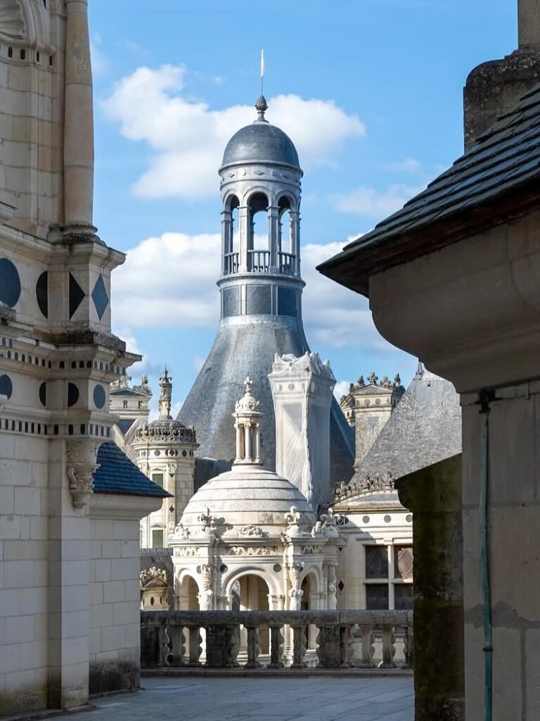 Rooftop terraces and chimneys at Château de Chambord
