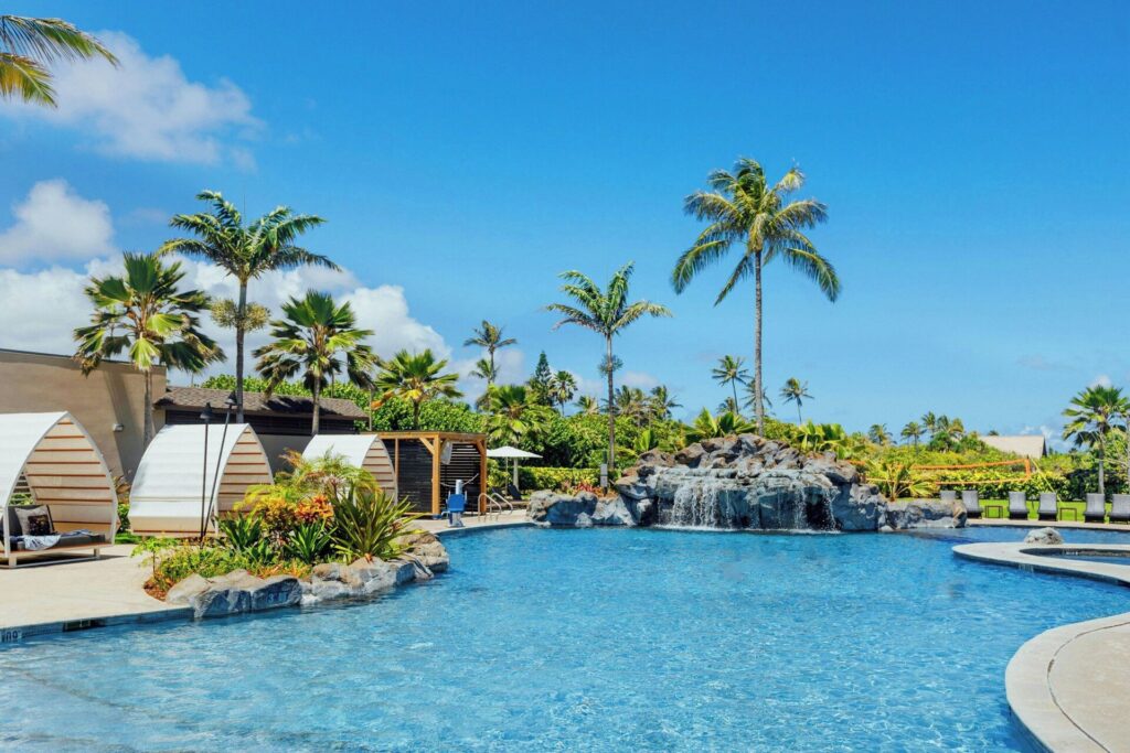 Exterior view of Courtyard by Marriott Oahu North Shore in Laie near scenic North Shore beaches