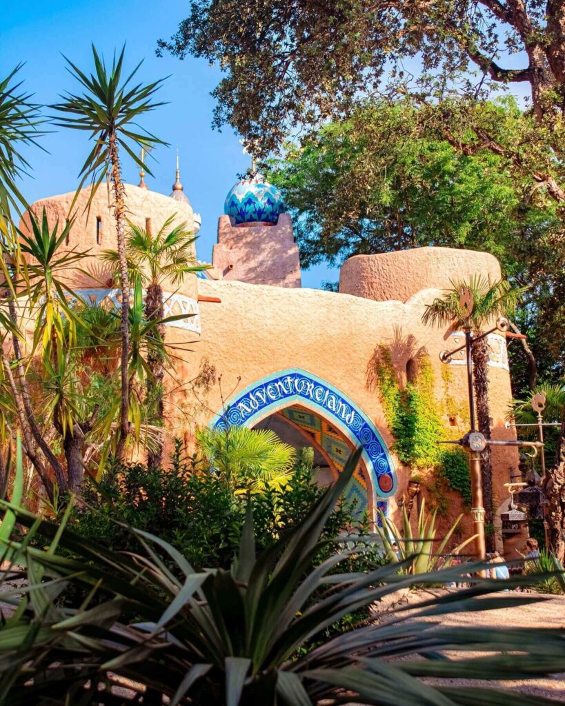 Adventureland pathways and themed scenery at Disneyland Paris