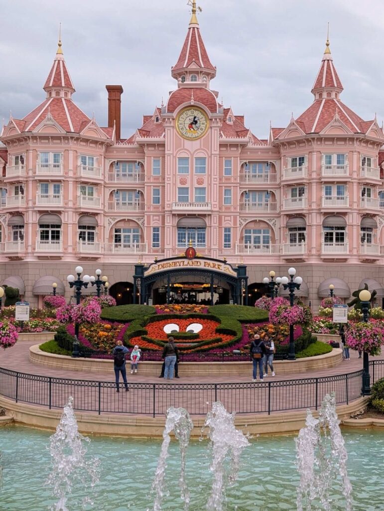 Disneyland Paris entrance sign near the main gates