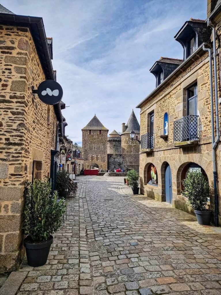 Quiet early morning streets inside Mont Saint Michel