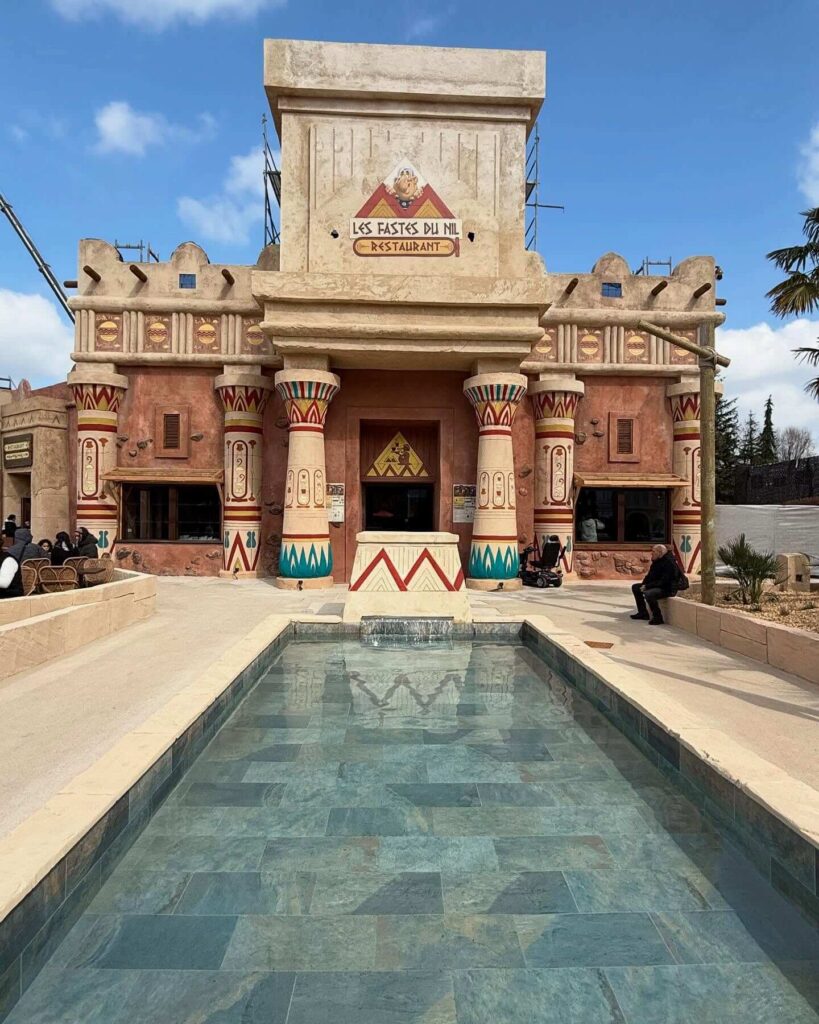 OzIris roller coaster in the Egyptian themed area of Parc Astérix
