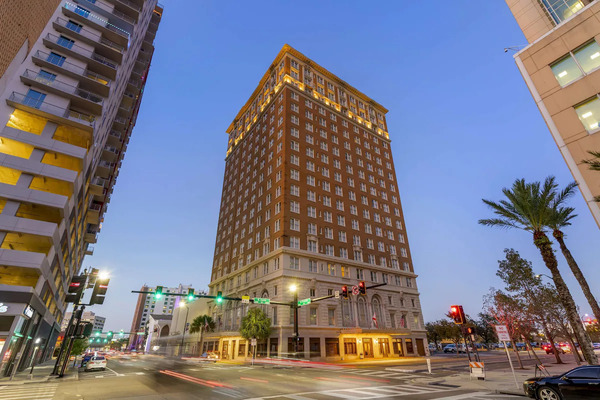 Historic Floridan Palace Hotel in downtown Tampa featuring grand vintage architecture, elegant interiors, classic luxury décor, and timeless old-Florida charm.