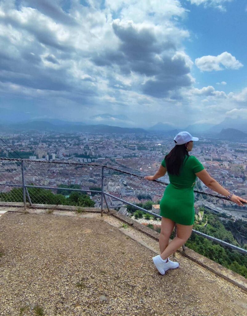 Summer evening views over Grenoble from the Bastille
