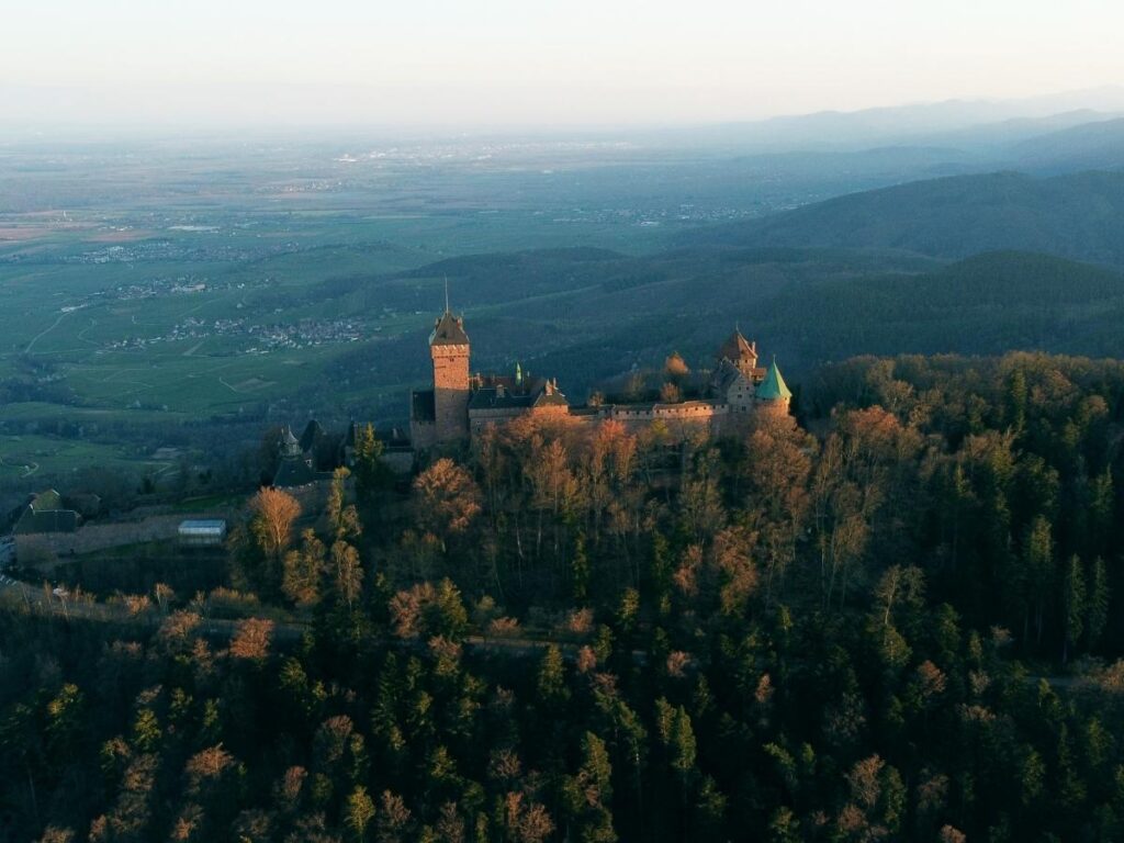 Panoramic view toward Germany’s Black Forest from Château du Haut-Kœnigsbourg