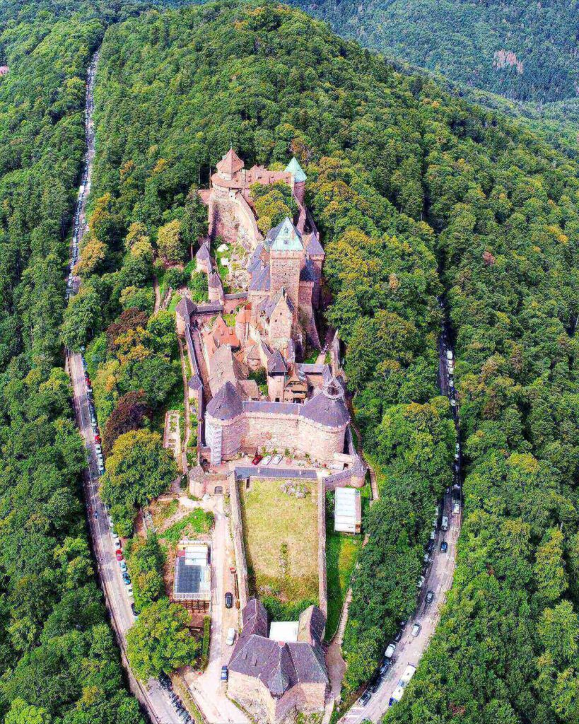 Early morning view of Château du Haut-Kœnigsbourg in Alsace