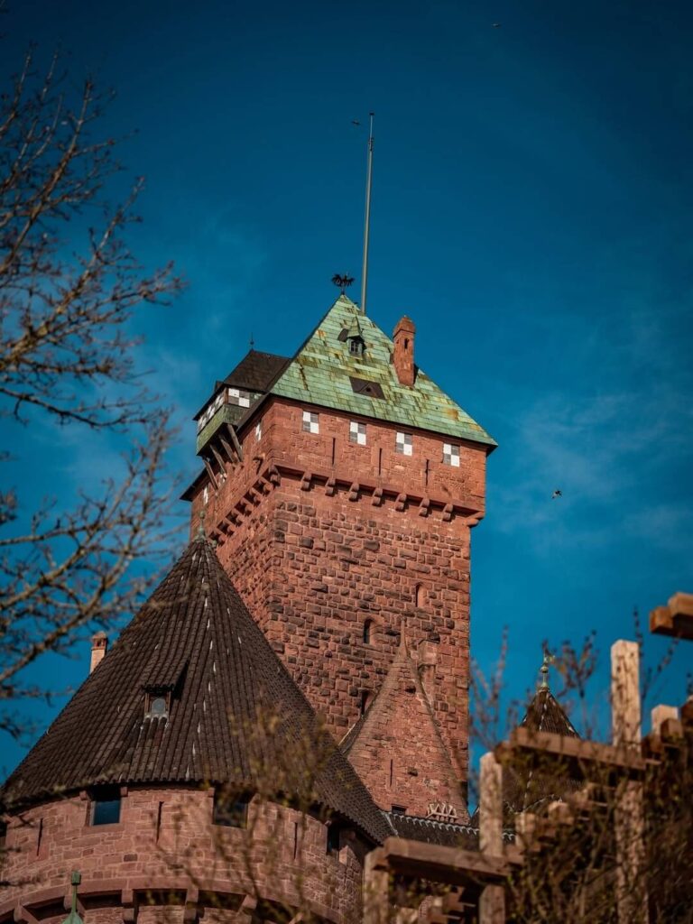 Fortified ramparts and towers at Château du Haut-Kœnigsbourg