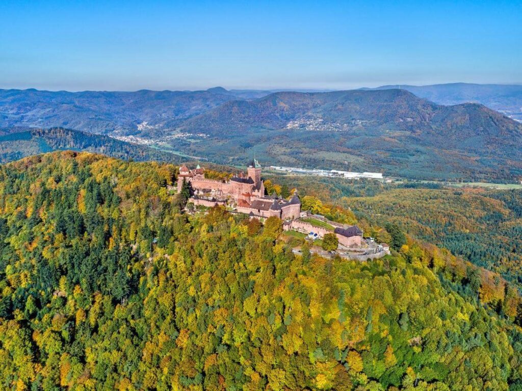 Spring view across the Rhine Valley from Château du Haut-Kœnigsbourg