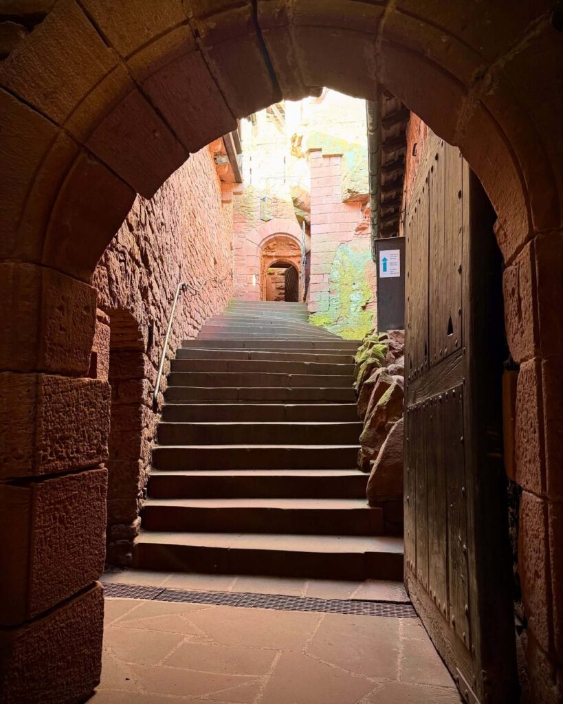 Narrow spiral staircase inside Château du Haut-Kœnigsbourg