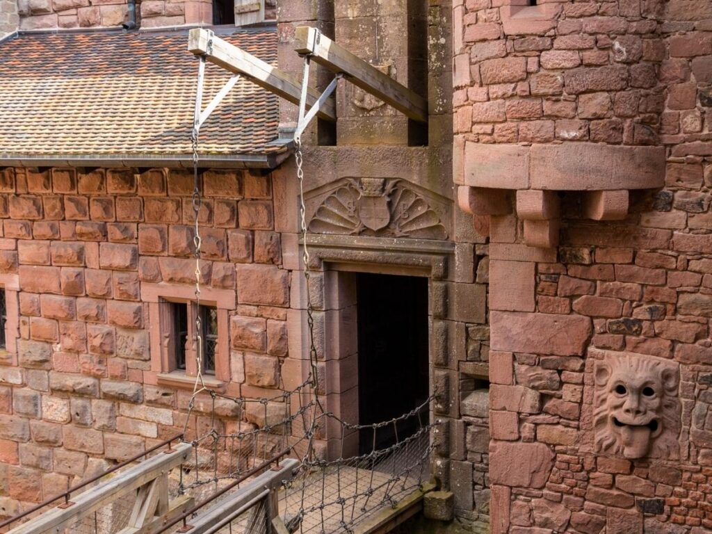Stone staircase leading to the towers of Château du Haut-Kœnigsbourg