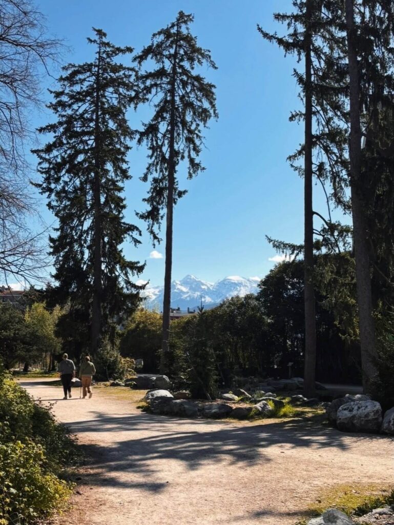 Hiking trail leading uphill to the Bastille of Grenoble