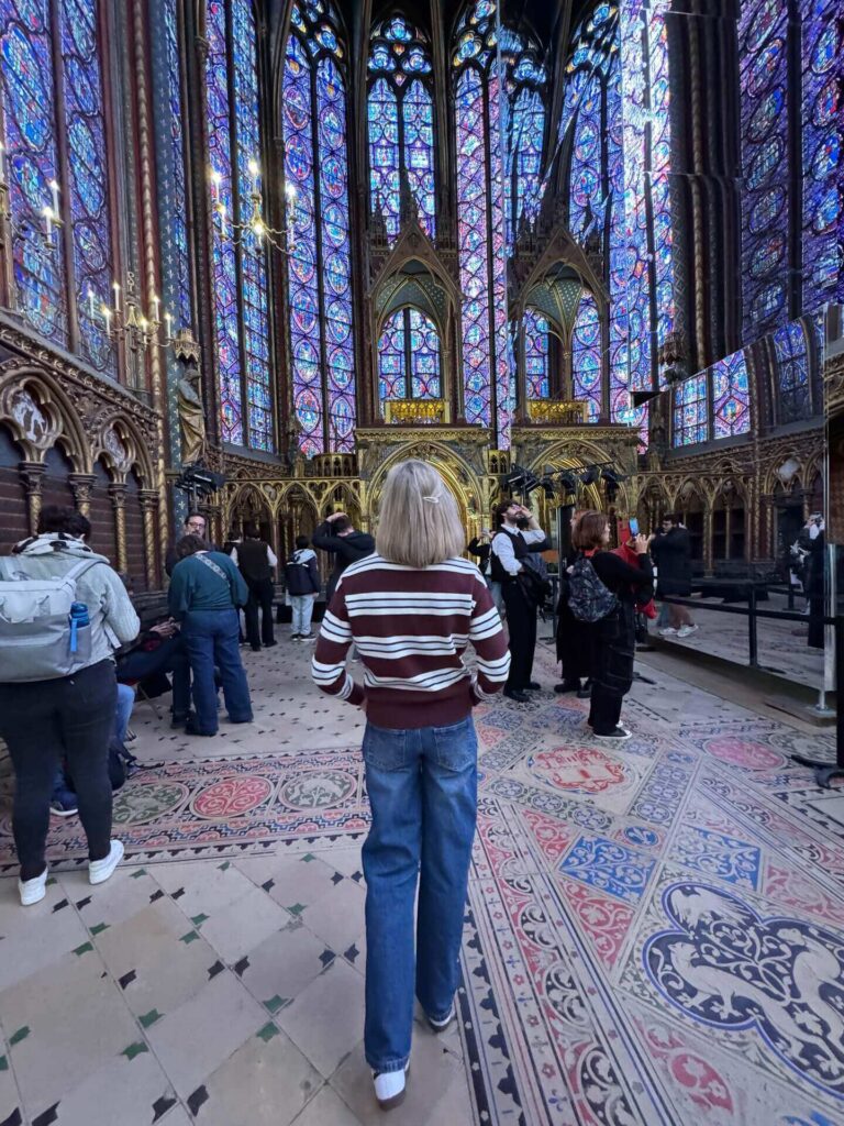 Soft afternoon light inside Sainte-Chapelle in Paris