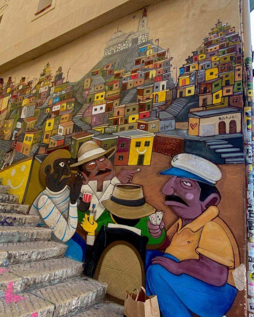 Street art and colorful streets in Le Panier Marseille