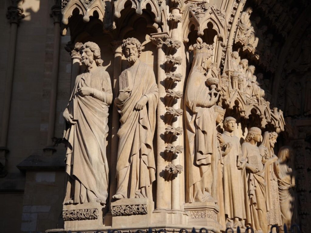 Medieval Gothic details on Metz Cathedral exterior