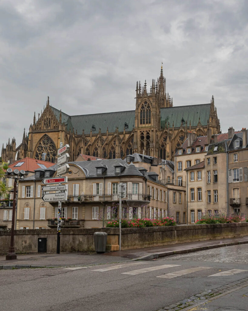 Historic streets near Metz Cathedral in Metz France