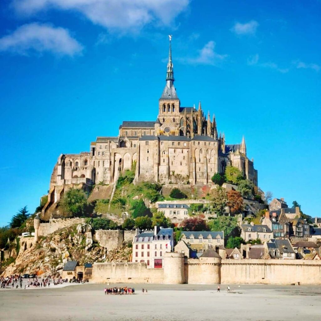 Mont Saint Michel Abbey rising above the medieval village