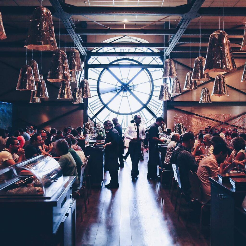Elegant café inside Musée d'Orsay Paris