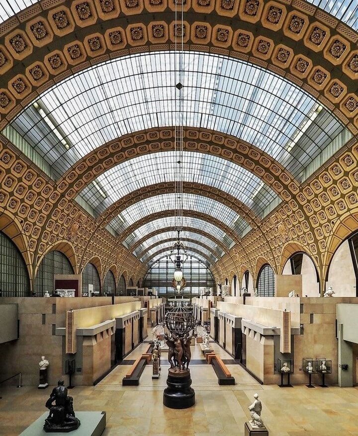 Interior of Musée d'Orsay showing the grand central hall and historic architecture