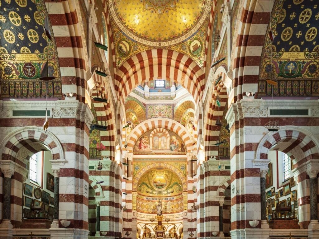 Interior of Notre Dame de la Garde basilica in Marseille