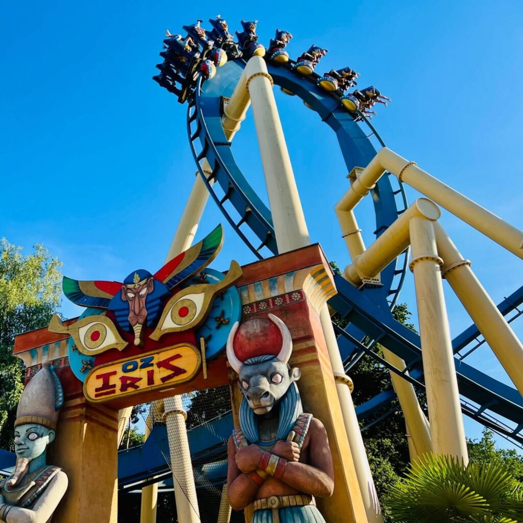 OzIris inverted roller coaster in the Egyptian area of Parc Astérix
