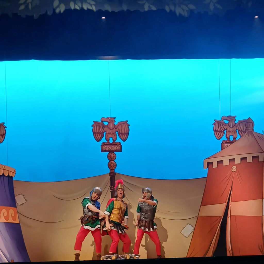 Stunt show performance at Parc Astérix theme park