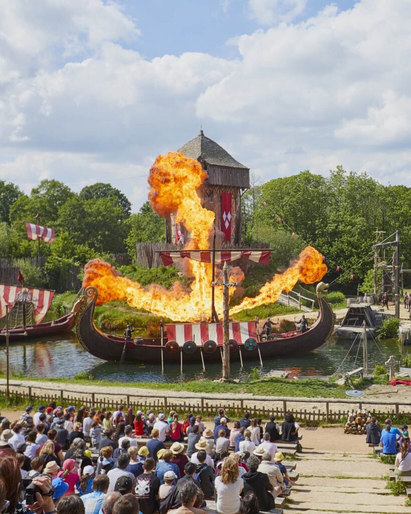 Historical performers in a themed area at Puy du Fou