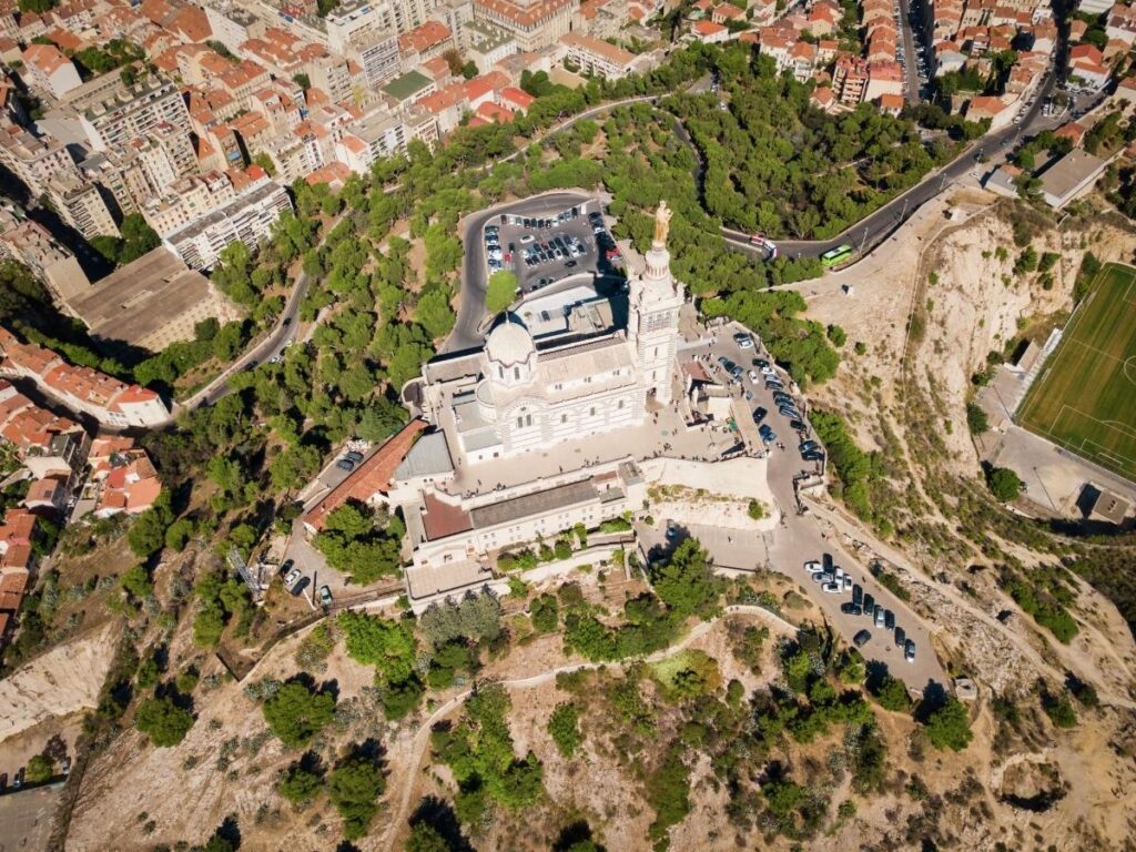 Springtime view from Notre Dame de la Garde overlooking Marseille