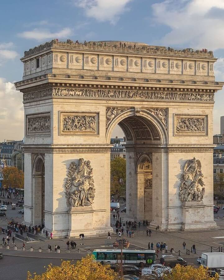Warm summer evening view from the Arc de Triomphe rooftop