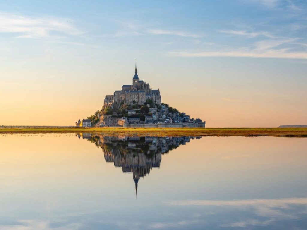 Wide tidal bay landscape near Mont Saint Michel
