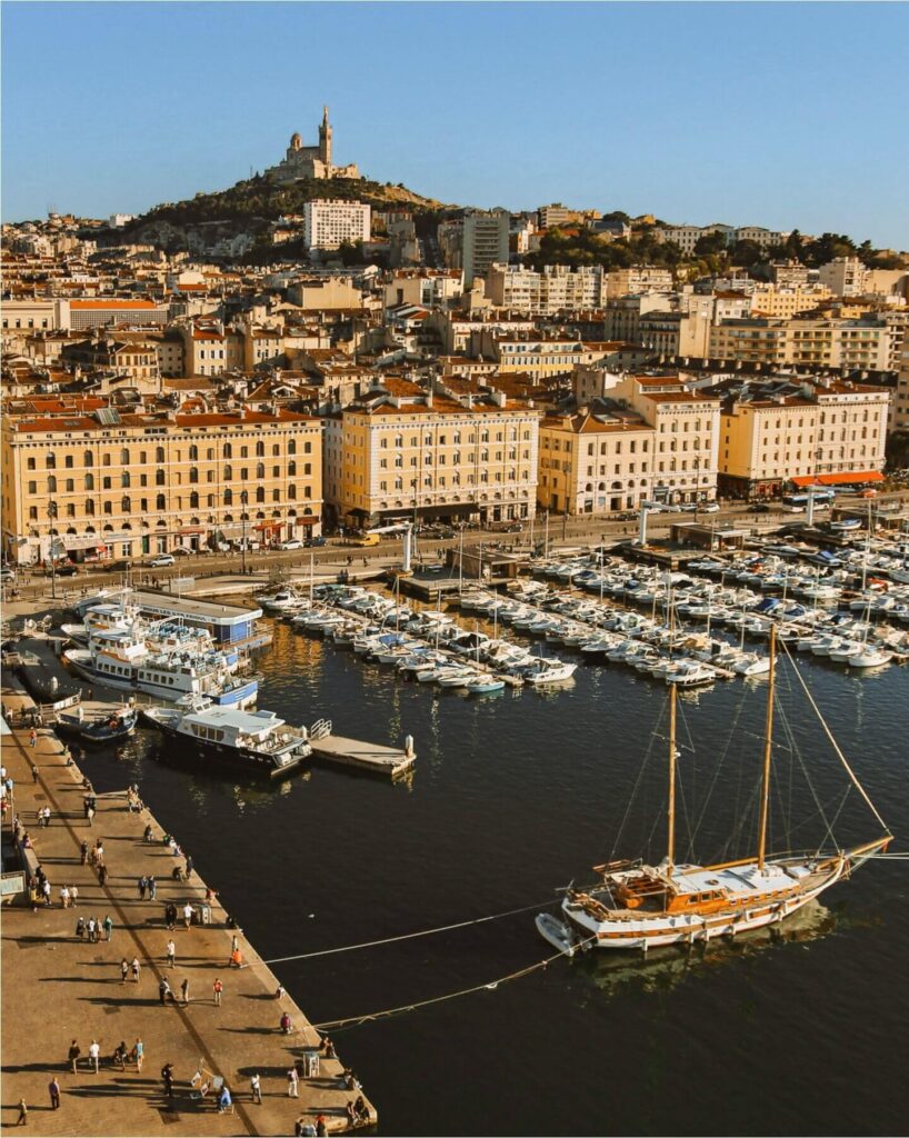 Boats along Marseille Old Port waterfront