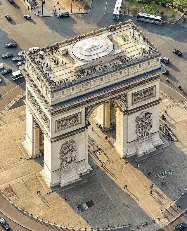 Visitors enjoying the rooftop terrace at the Arc de Triomphe