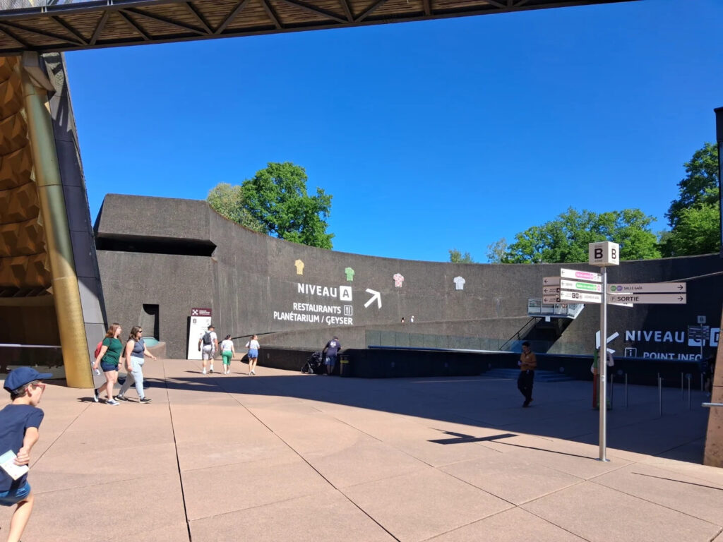 Visitors arriving at Vulcania early in the morning before crowds build