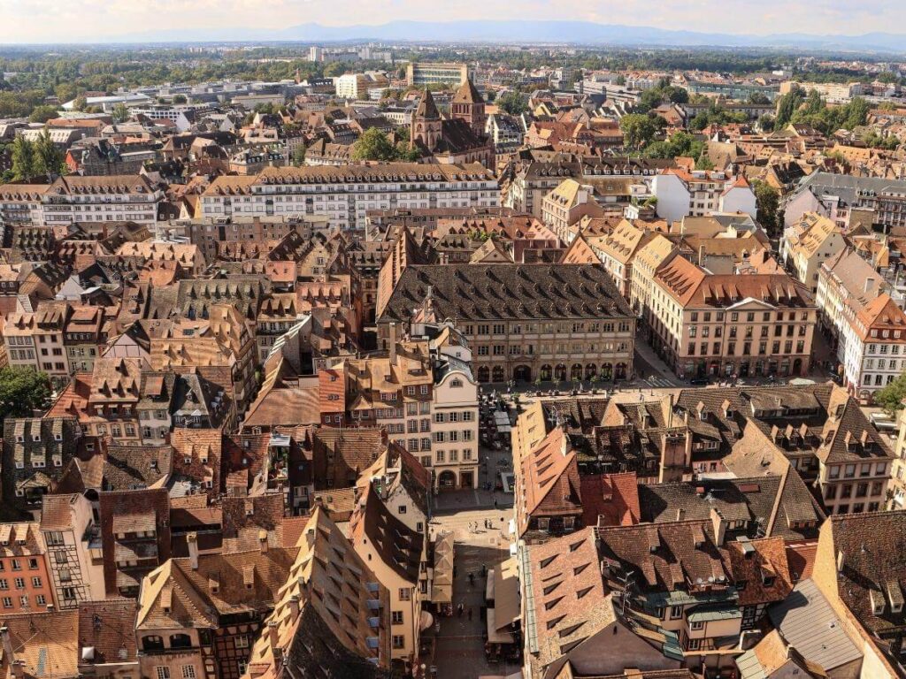 Panoramic view of Strasbourg from Strasbourg Cathedral tower