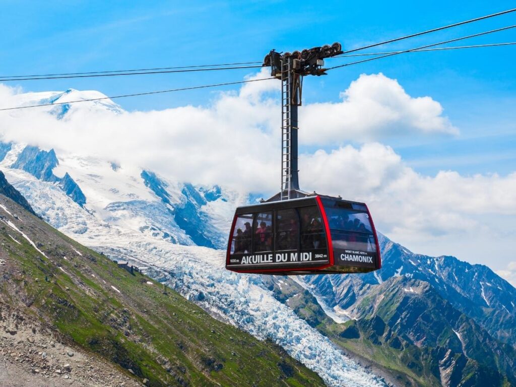 Aiguille du Midi cable car station in Chamonix, France