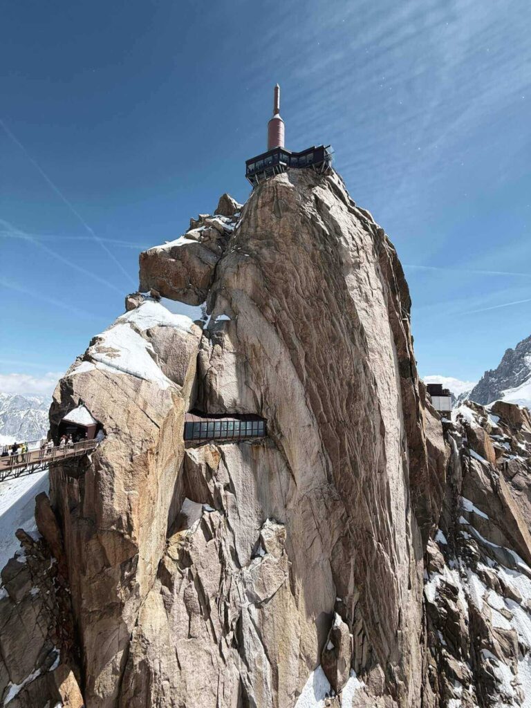 Visitors purchasing tickets at the Aiguille du Midi cable car station
