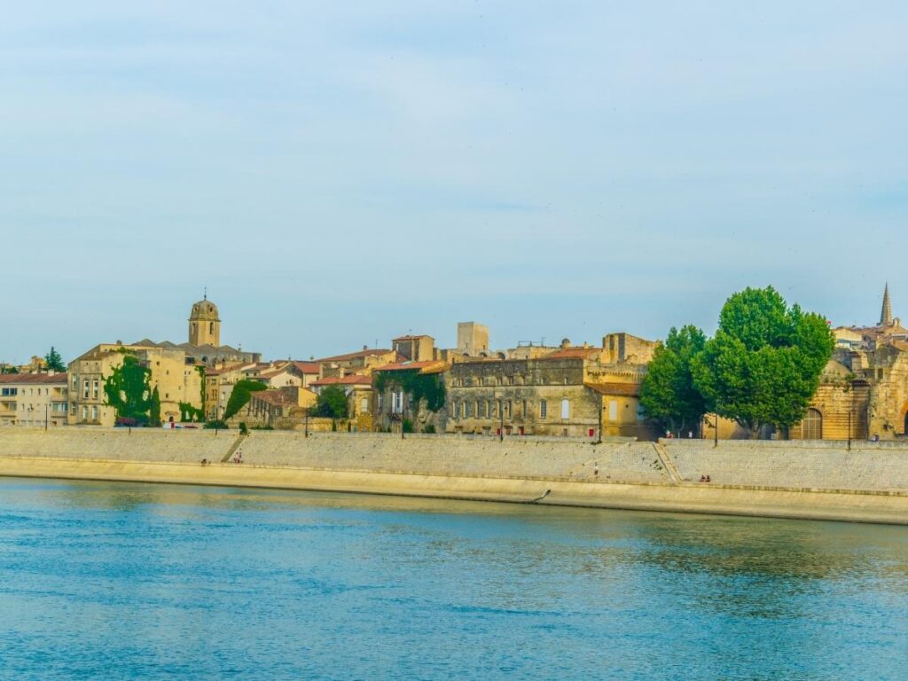 Aerial view of Arles and the Rhône River that helped the city prosper during Roman times