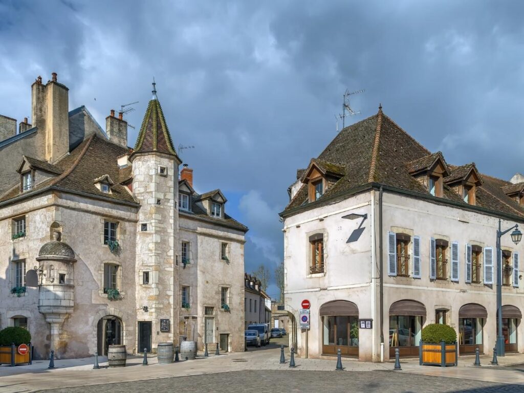 Historic streets and traditional Burgundy architecture in Beaune Old Town