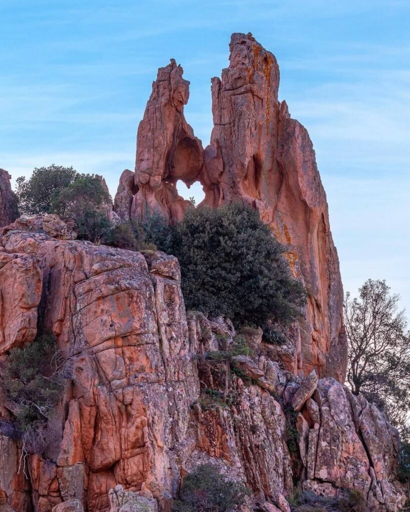 Red granite rock formations in the Calanques de Piana