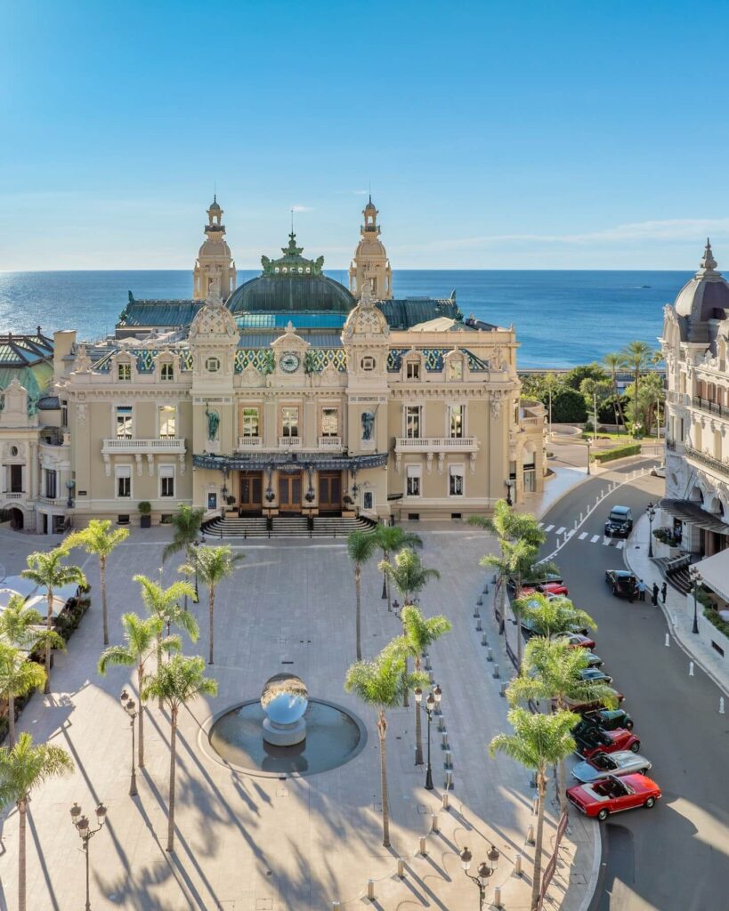 Casino Square surrounded by gardens and historic buildings in Monte Carlo
