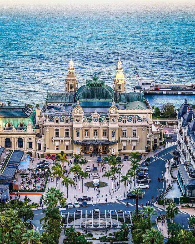 Early morning view of Casino Square in Monaco with few visitors