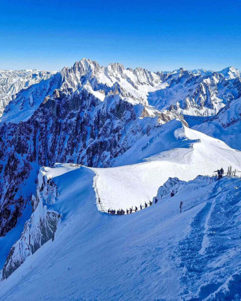 Walking route from Chamonix town center to the Aiguille du Midi station
