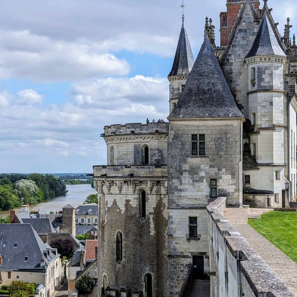 Visitors enjoying Château d'Amboise terraces on a summer day