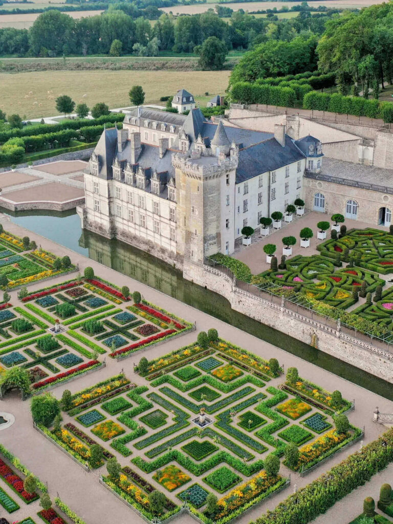 Formal Renaissance gardens at Château de Villandry in the Loire Valley