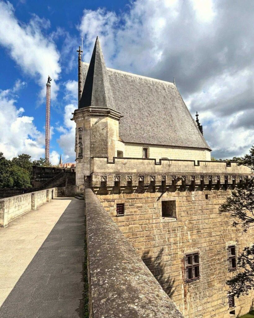 View from the ramparts of Château des ducs de Bretagne overlooking Nantes and the castle grounds