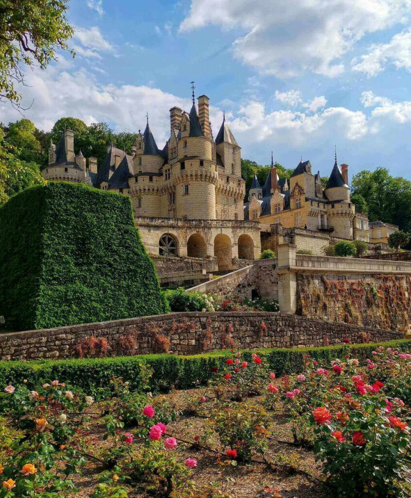 Fairytale exterior of Château d'Ussé with elegant towers and turrets