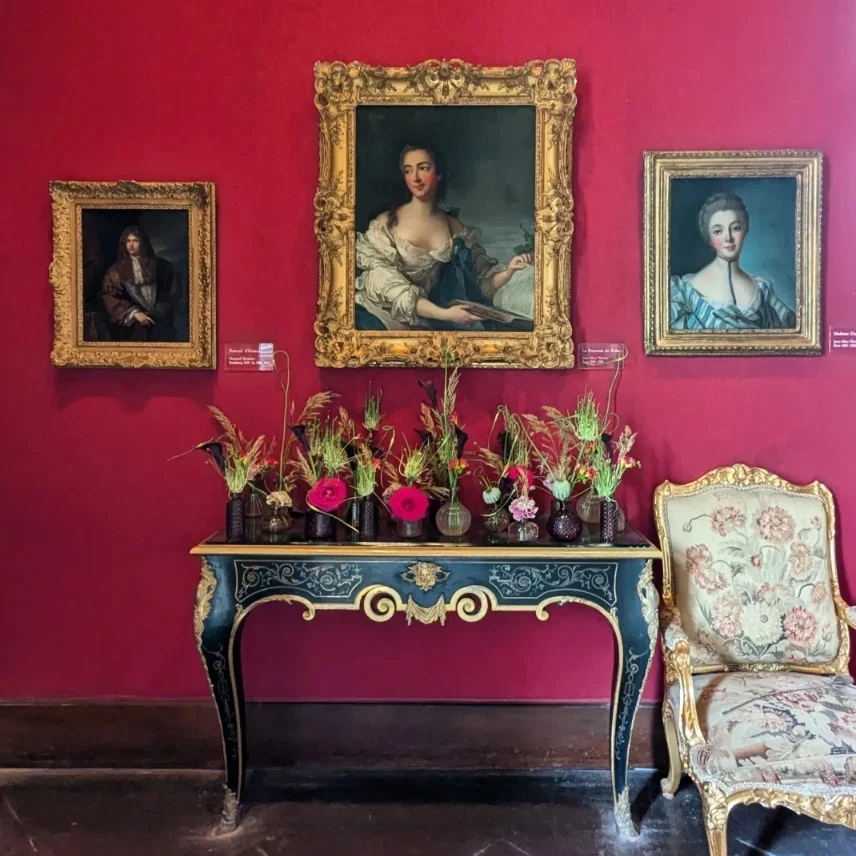 Historical portraits inside Château de Chenonceau connected to its influential female owners